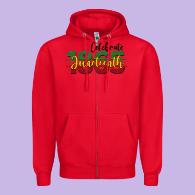 Celebrate Juneteenth1865 Zipper Hoodie Designed By Barkaloodesign