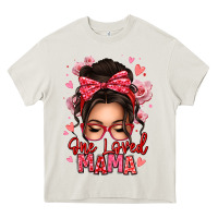 Cream one loved mama messy bun Heavy Core Tee - texasbilliewilder