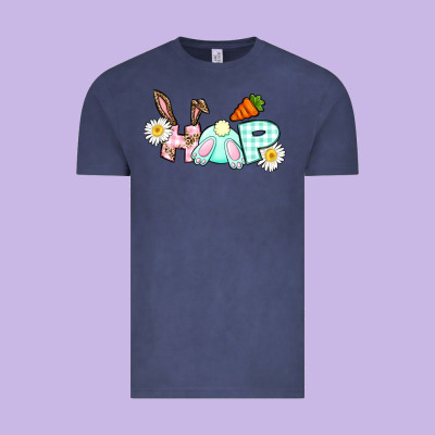 Hop Bunny Easter Day Vintage Tee Designed By Cowgirlartshop