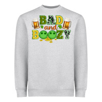 Heather Grey bad and boozy wıth beer and coins Heavyweight Sweatshirt - Artiststas