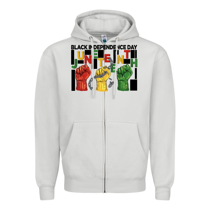 Black Independence Day Juneteenth Zipper Hoodie by BarkalooDesign | Teevron