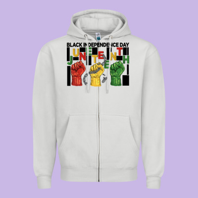 Black Independence Day Juneteenth Zipper Hoodie Designed By Barkaloodesign