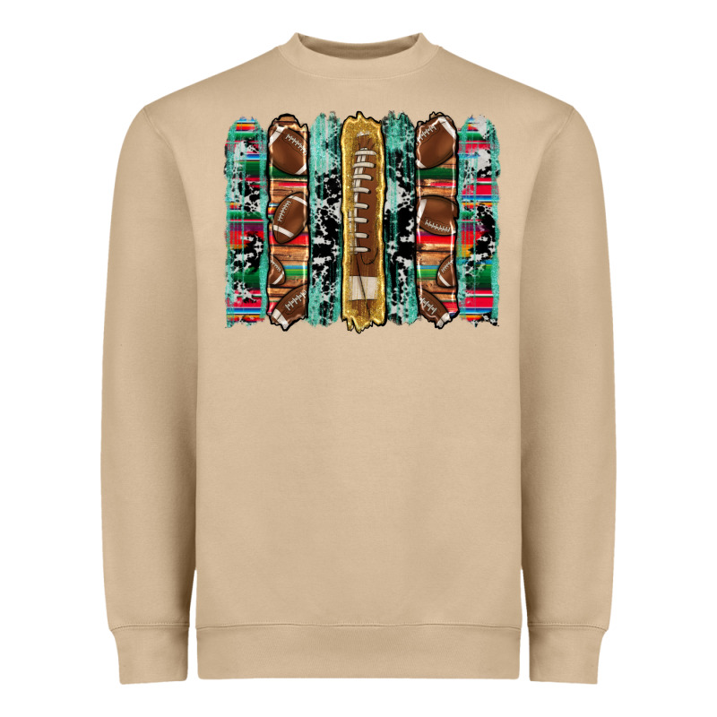 Football Serape Cowhide Turquoise Glitter  Brushstrokes Heavyweight Sweatshirt by Artiststas | Teevron
