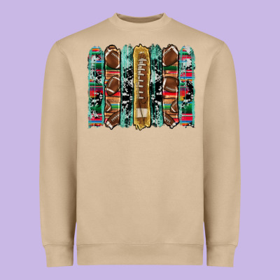 Football Serape Cowhide Turquoise Glitter  Brushstrokes Heavyweight Sweatshirt Designed By Artiststas
