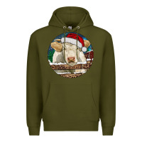Army Green Charolais Cow Christmas Premium Hoodie - RanaPortraitStore