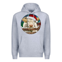Heather Grey Charolais Cow Christmas Premium Hoodie - RanaPortraitStore