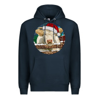 Navy Charolais Cow Christmas Premium Hoodie - RanaPortraitStore