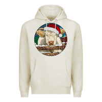 Oatmeal Heather Charolais Cow Christmas Premium Hoodie - RanaPortraitStore