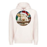 Pale Pink Charolais Cow Christmas Premium Hoodie - RanaPortraitStore