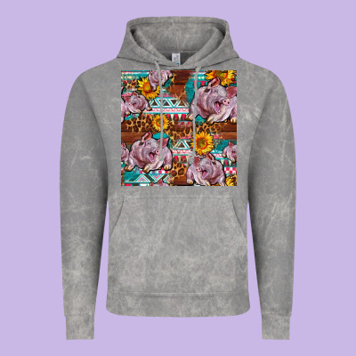 Western Landrace Pig With Sunflowers Seamless Vintage Hoodie Designed By Fadigitalartstudio