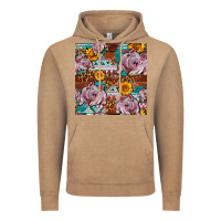 Vintage Coffee Western Landrace Pig With Sunflowers Seamless Vintage Hoodie - FaDigitalArtStudio