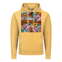 Vintage Mustard Western Landrace Pig With Sunflowers Seamless Vintage Hoodie - FaDigitalArtStudio