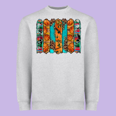 Basketball Serape Cowhide Turquoise Leopard Glitter  Brushstrokes Heavyweight Sweatshirt Designed By Artiststas