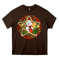 Chocolate Brown Snowman Christmas Heavy Core Tee - RanaPortraitStore