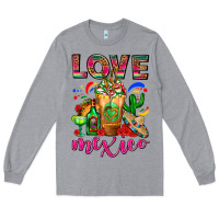 Heather Grey Love Mexico Cold Drink Frappe Long Sleeve Tee - FaDigitalArtStudio