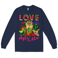 Navy Love Mexico Cold Drink Frappe Long Sleeve Tee - FaDigitalArtStudio
