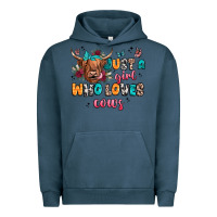 Pigment Midnight Navy just a girl who loves cows Urban Hoodie - JahusDesignShop