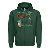 Sports Green give me coffee to get me started & jesus to keep me going Zipper Hoodie - BarkalooDesign