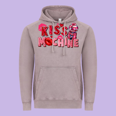 Kiss Machine Valentine's Day Vintage Hoodie Designed By Fadigitalartstudio
