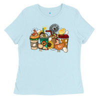 Baby Blue Chicken coffee cups Ladies Tee - HowdyJamesFarm