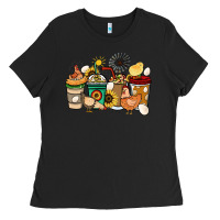 Black Chicken coffee cups Ladies Tee - HowdyJamesFarm