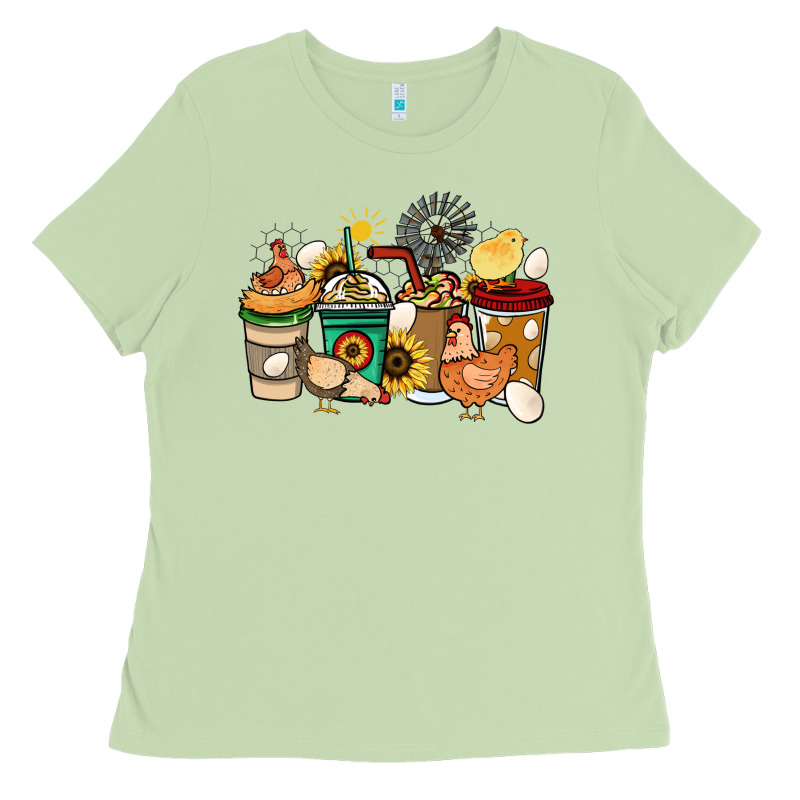 Chicken Coffee Cups Ladies Tee by HowdyJamesFarm | Teevron
