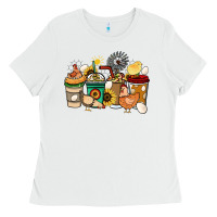 White Chicken coffee cups Ladies Tee - HowdyJamesFarm