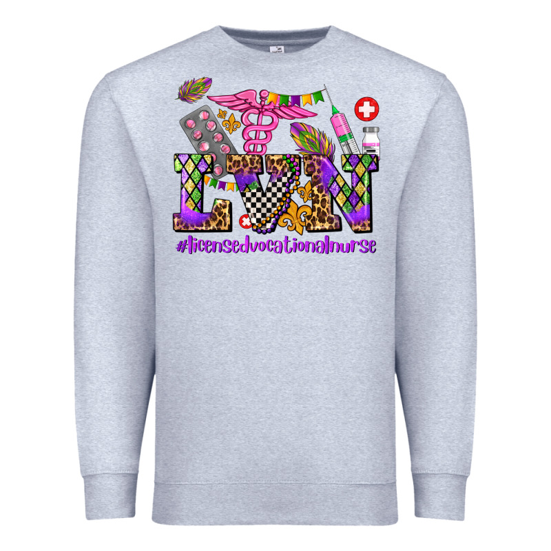 Mardi Gras  Lvn Licensed Vocational Nurse Premium Sweatshirt by AdoDesignShop | Teevron