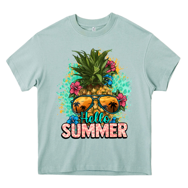 Hello Summer Pineapple Heavy Core Tee by NancyCooperArtShop | Teevron