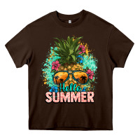 Chocolate Brown Hello summer pineapple Heavy Core Tee - NancyCooperArtShop