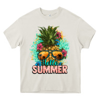 Cream Hello summer pineapple Heavy Core Tee - NancyCooperArtShop