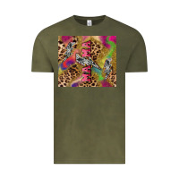 Vintage Olive Colorful leopard lightning bolt tumbler mother's Vintage Tee - HowdyJamesFarm