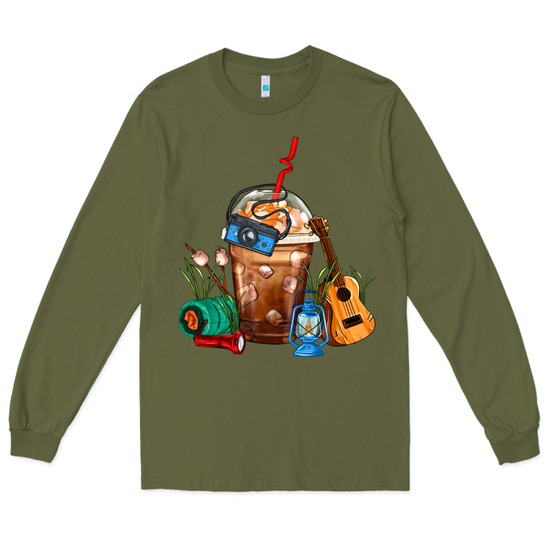 Camping Frappe Coffee Long Sleeve Tee by FaDigitalArtStudio | Teevron