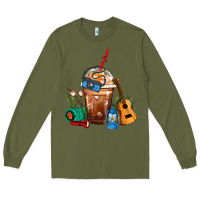 Army Green Camping Frappe Coffee Long Sleeve Tee - FaDigitalArtStudio