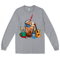 Heather Grey Camping Frappe Coffee Long Sleeve Tee - FaDigitalArtStudio
