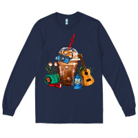 Navy Camping Frappe Coffee Long Sleeve Tee - FaDigitalArtStudio