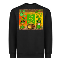 Black st patricks gnomes and coins with shamrock Heavyweight Sweatshirt - Artiststas