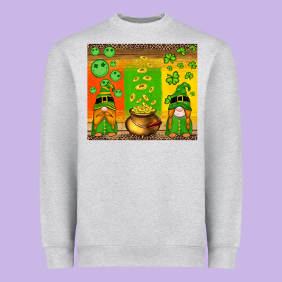 St Patricks Gnomes And Coins With Shamrock Heavyweight Sweatshirt Designed By Artiststas