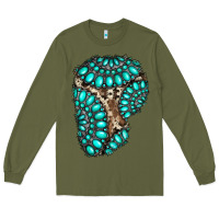 Army Green gemstone cowhide patches Long Sleeve Tee - RanaPortraitStore