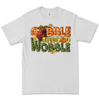 Dove Grey Gobble till you wobble turkey thanksgiving Premium Tee - NancyCooperArtShop