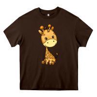 Chocolate Brown giraffe Heavy Core Tee - texasbilliewilder