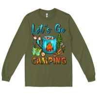 Army Green Let's Go Camping Coffee Mug Long Sleeve Tee - FaDigitalArtStudio