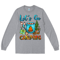 Heather Grey Let's Go Camping Coffee Mug Long Sleeve Tee - FaDigitalArtStudio