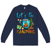 Navy Let's Go Camping Coffee Mug Long Sleeve Tee - FaDigitalArtStudio