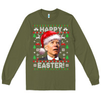 Army Green Santa Joe Biden Happy Easter Ugly Christmas Long Sleeve Tee - maiPhamDesign
