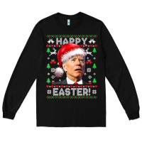 Black Santa Joe Biden Happy Easter Ugly Christmas Long Sleeve Tee - maiPhamDesign