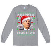 Heather Grey Santa Joe Biden Happy Easter Ugly Christmas Long Sleeve Tee - maiPhamDesign