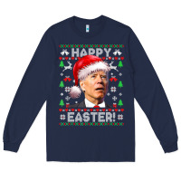 Santa Joe Biden Happy Easter Ugly Christmas Long Sleeve Tee | Teevron