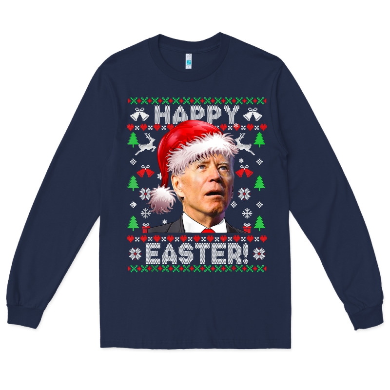 Santa Joe Biden Happy Easter Ugly Christmas Long Sleeve Tee by maiPhamDesign | Teevron