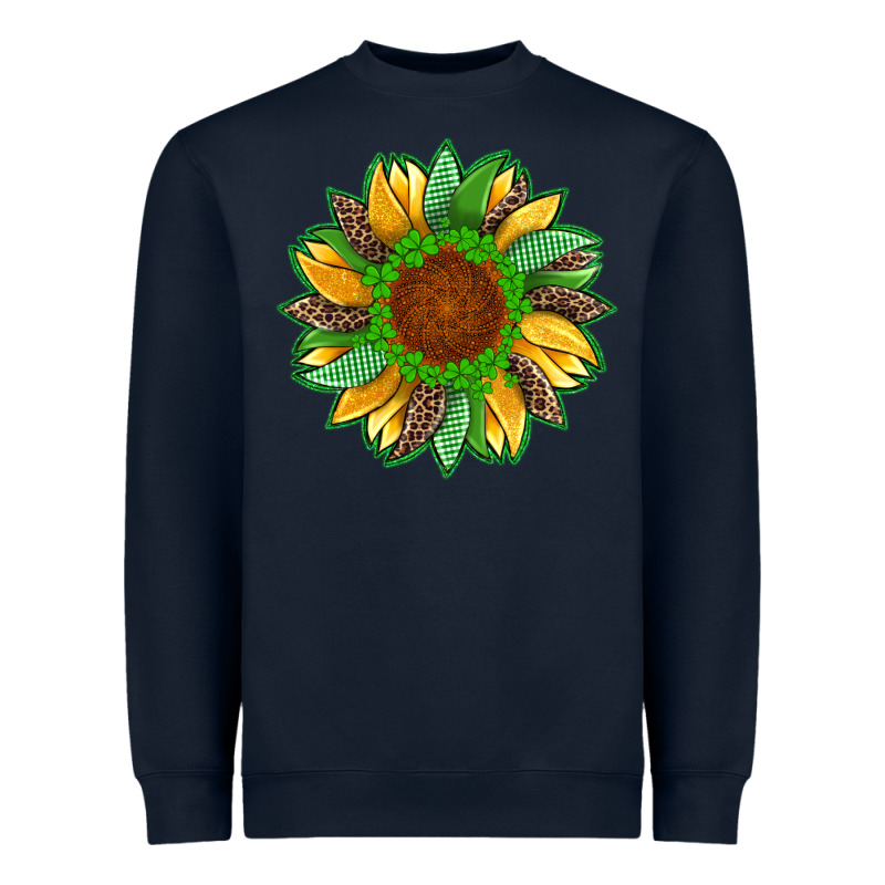 St Patricks Sunflower With Leopard  Shamrock And Glitter Heavyweight Sweatshirt by Artiststas | Teevron